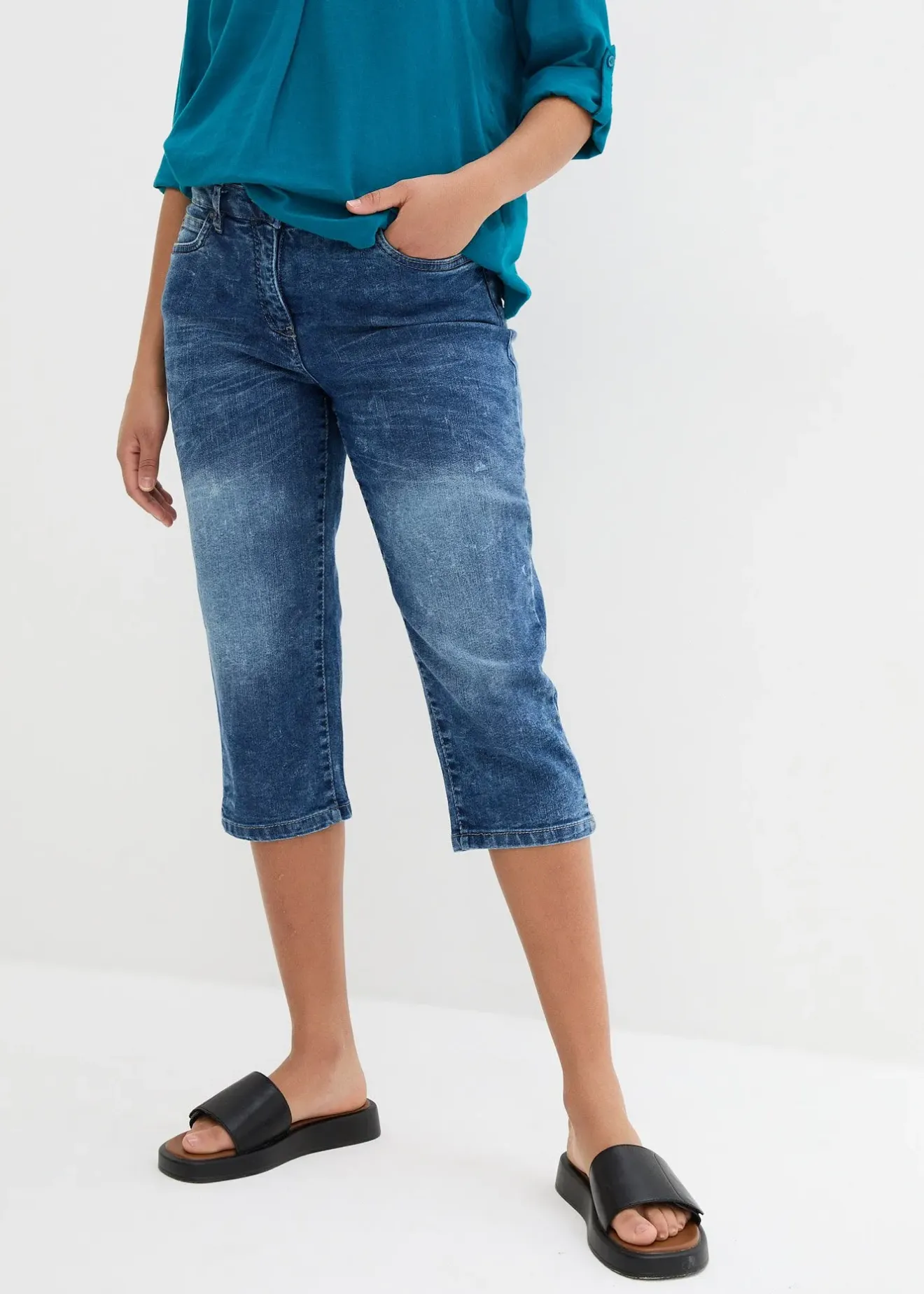 Femme bonprix Jeans|Jean droit, taille mi-haute, extensible