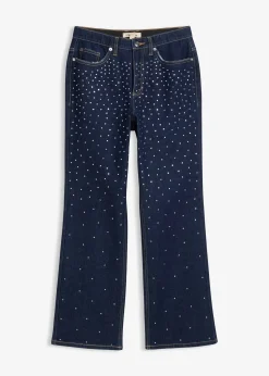 bonprix Jean droit, taille mi-haute, à strass|Femme Tailles Petite|Jeans