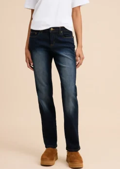 Femme bonprix Jeans|Jean droit taille mi-haute, extensible