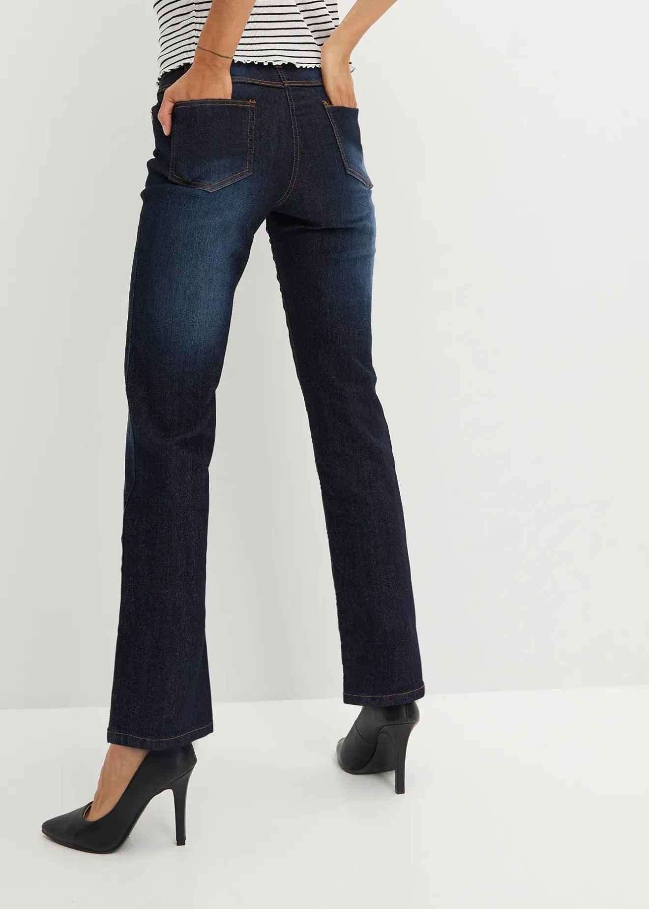 bonprix Jean droit taille mi-haute, extensible|Femme Tailles Petite