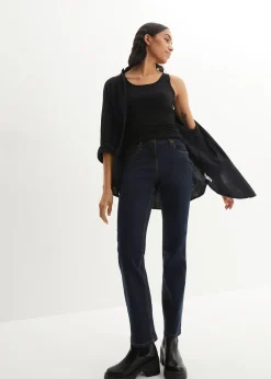 Femme bonprix Jeans|Jean droit taille mi-haute, extensible