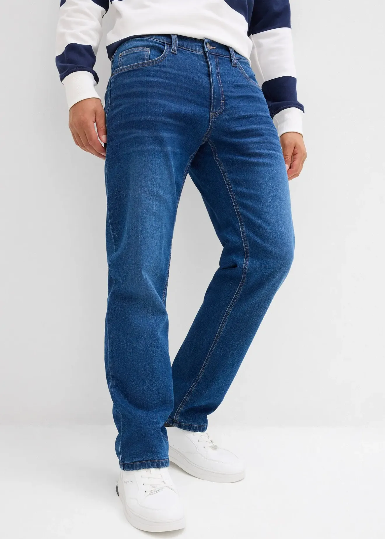 Homme bonprix Vêtements Thermiques|Vêtements De Plein Air|Jean extensible loose, taille élastiquée, doublure chaude, droit
