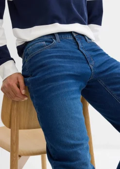 Homme bonprix Vêtements Thermiques|Vêtements De Plein Air|Jean extensible loose, taille élastiquée, doublure chaude, droit