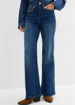 bonprix Jean flare taille haute avec rivets|Femme Jeans