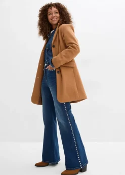 bonprix Jean flare taille haute avec rivets|Femme Jeans