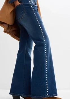 bonprix Jean flare taille haute avec rivets|Femme Jeans