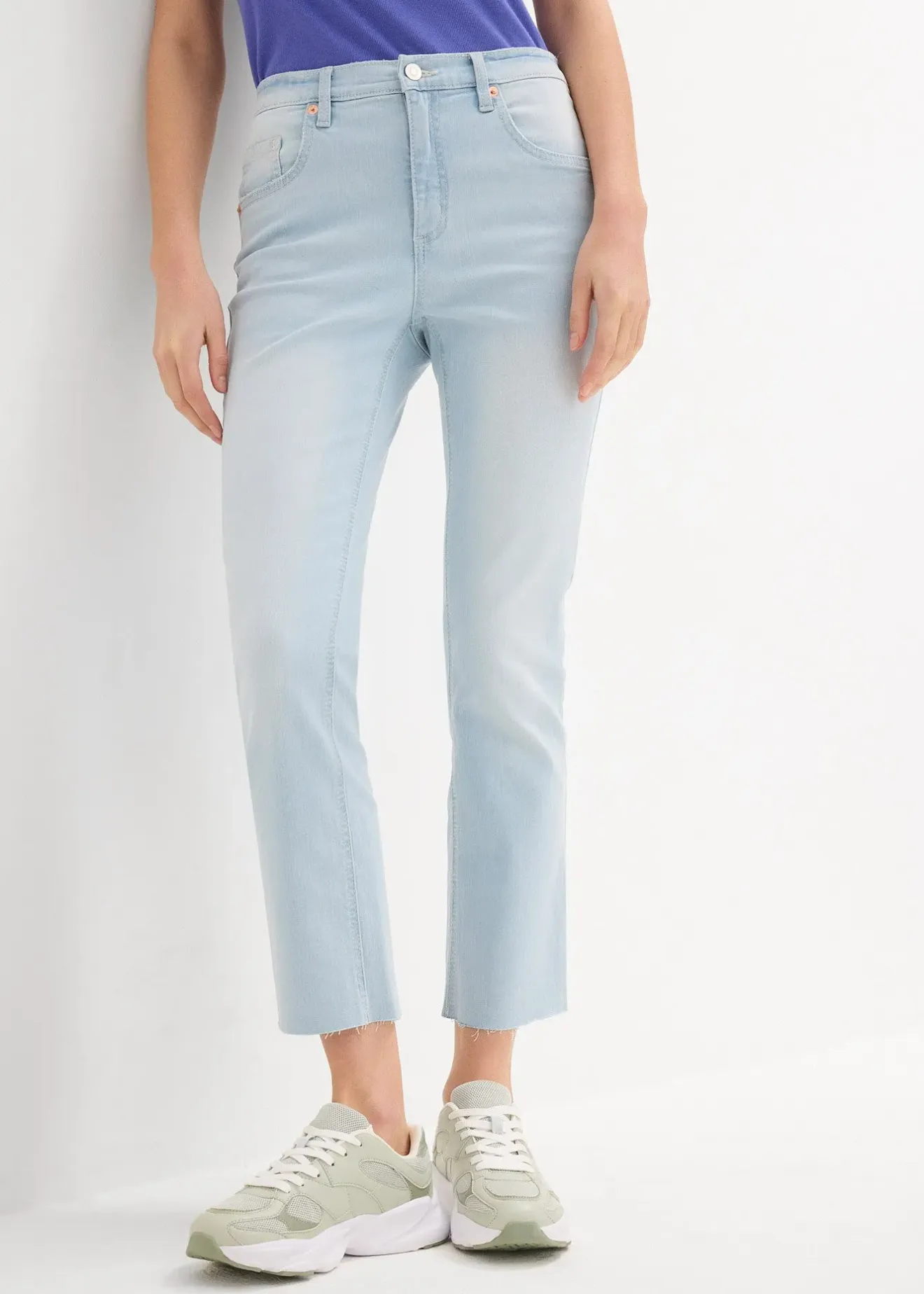 Femme bonprix Jeans|Jean flare taille haute, cropped