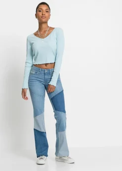 Femme bonprix Jeans|Jean flare taille mi-haute