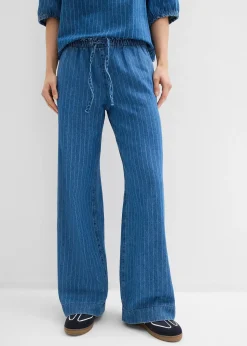 bonprix Jean large à taille entièrement élastiquée, coton|Femme Jeans|Tailles Petite