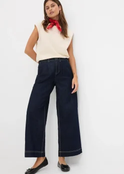 Femme bonprix Jeans|Jean large à taille haute élastiquée