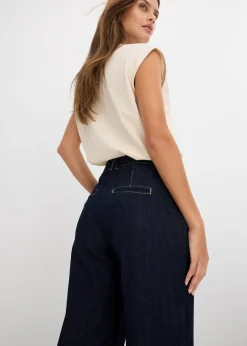 Femme bonprix Jeans|Jean large à taille haute élastiquée