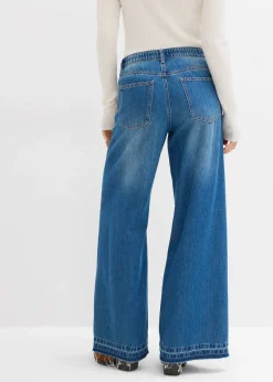 bonprix Jean large à taille mi-haute élastiquée|Femme Tailles Petite|Jeans