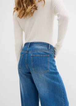 bonprix Jean large à taille mi-haute élastiquée|Femme Tailles Petite|Jeans