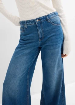 bonprix Jean large à taille mi-haute élastiquée|Femme Tailles Petite|Jeans