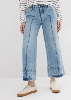 Femme bonprix Jeans|Jean large cropped taille mi-haute