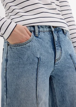 Femme bonprix Jeans|Jean large cropped taille mi-haute