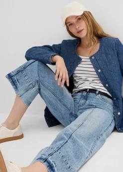 Femme bonprix Jeans|Jean large cropped taille mi-haute