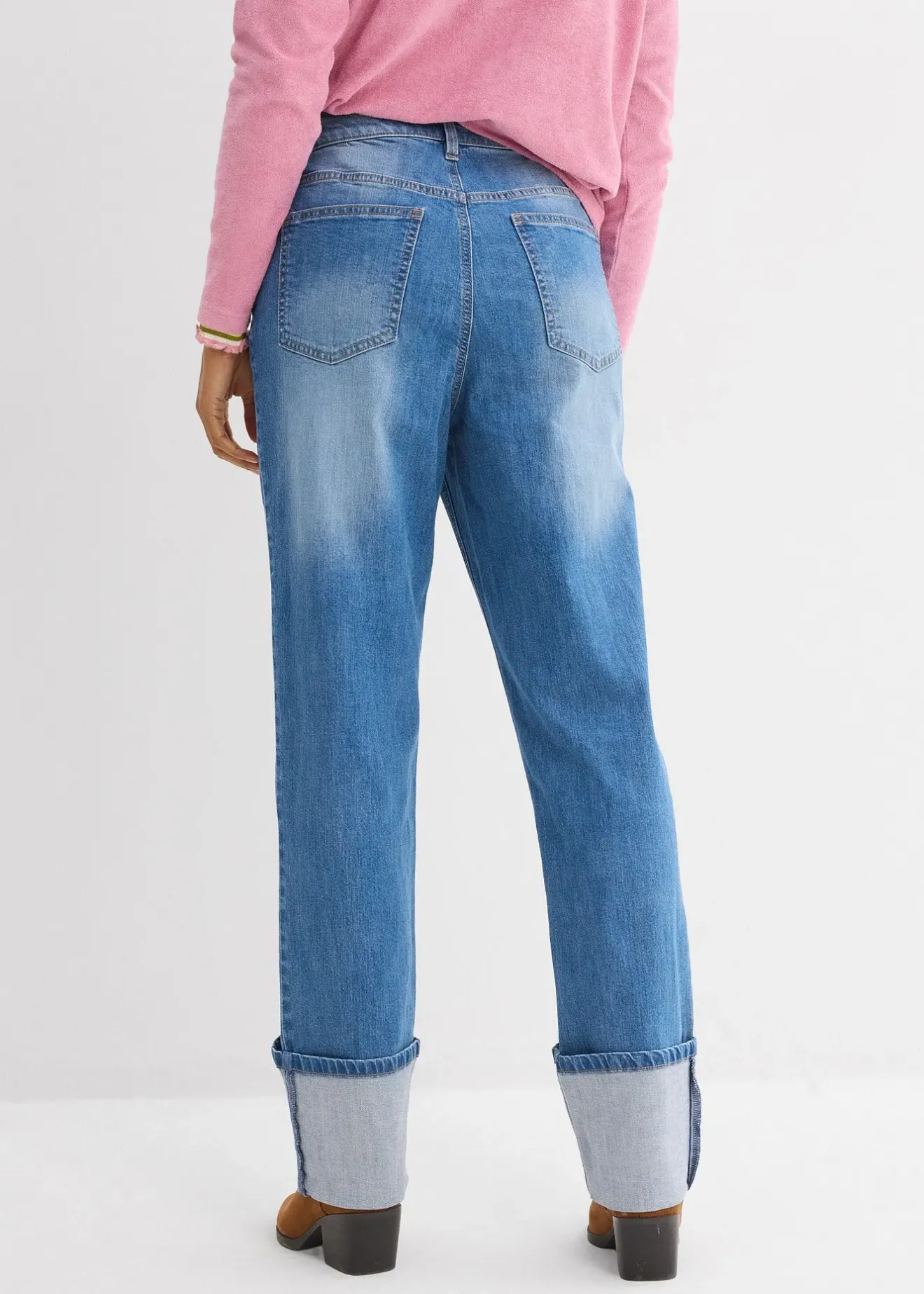 Femme bonprix Jeans|Jean large et droit, taille haute