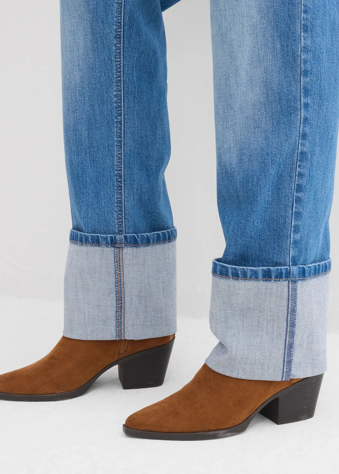 Femme bonprix Jeans|Jean large et droit, taille haute