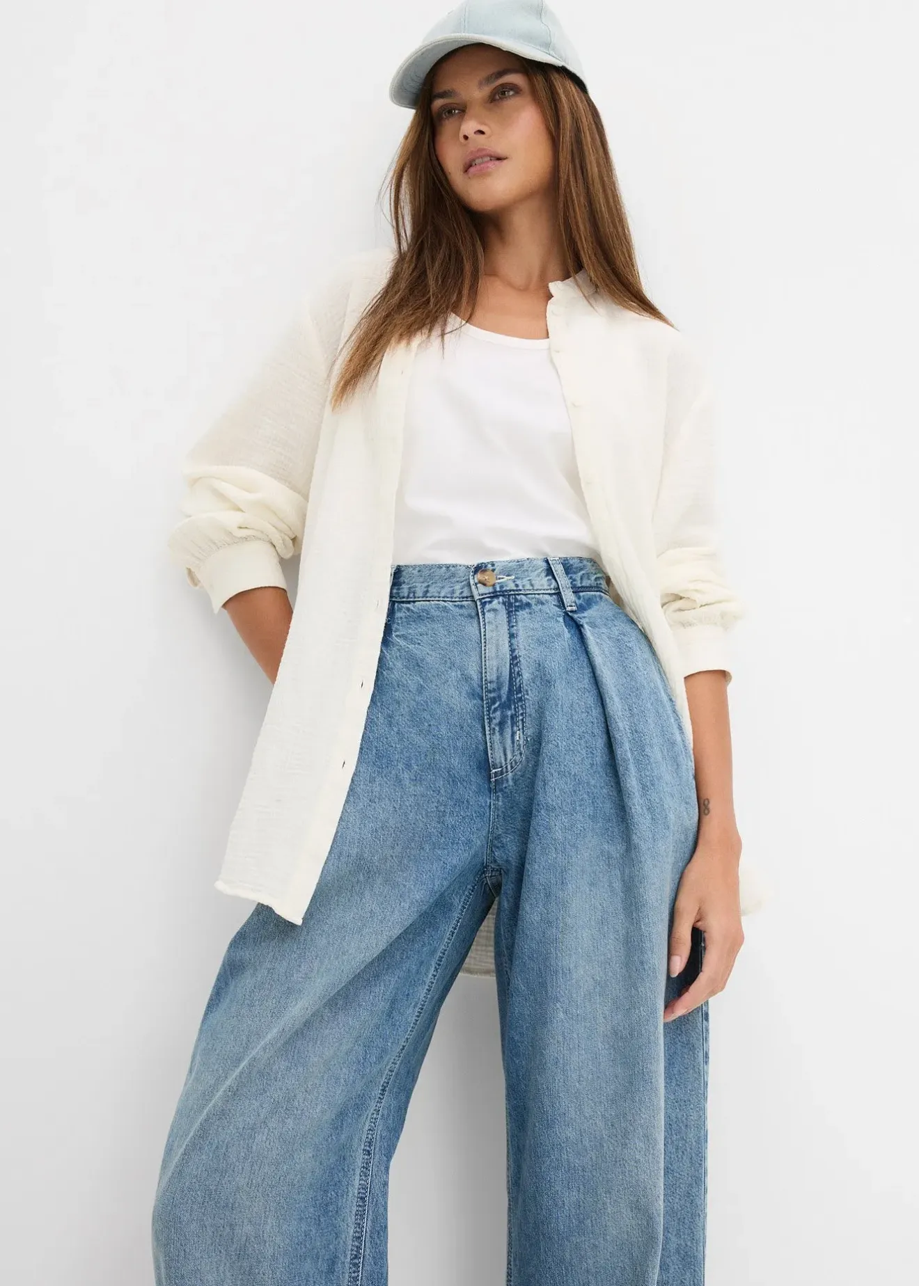 Femme bonprix Jeans|Jean large taille haute