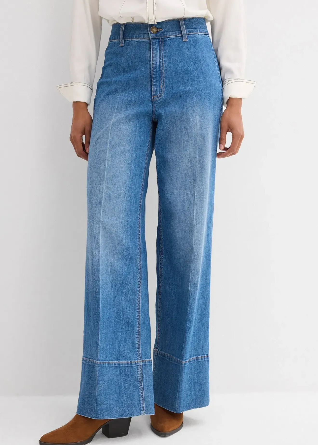 Femme bonprix Jeans|Jean large taille haute