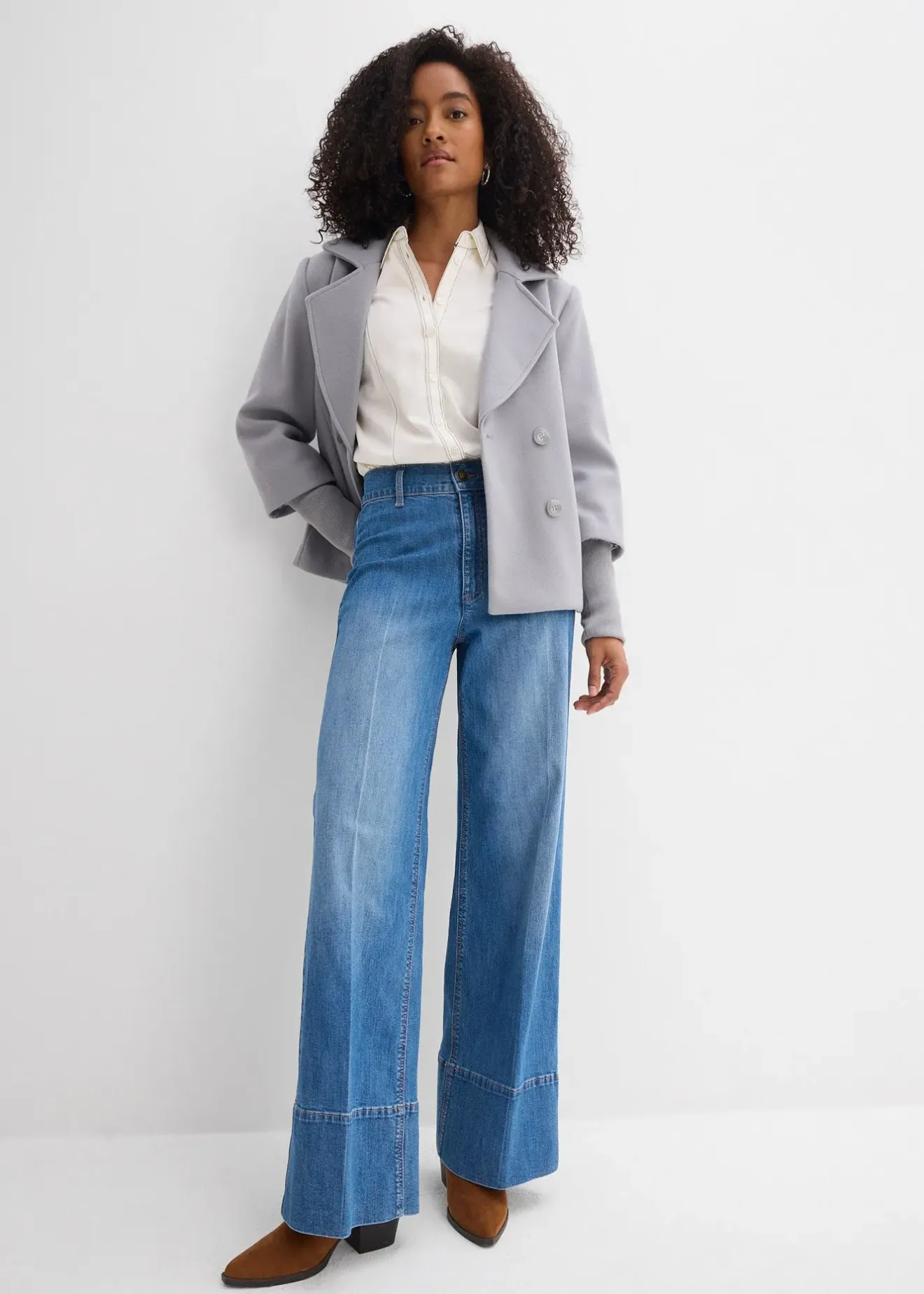 Femme bonprix Jeans|Jean large taille haute