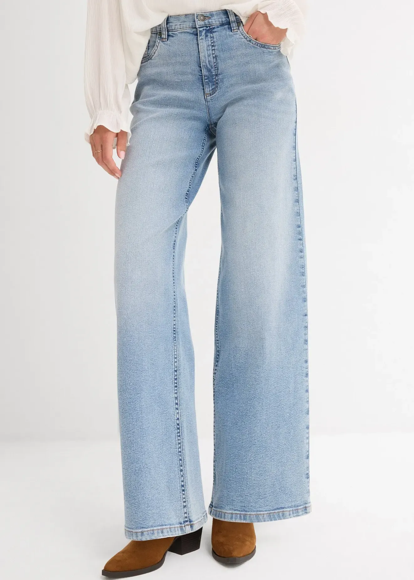 Femme bonprix Jeans|Jean large taille haute