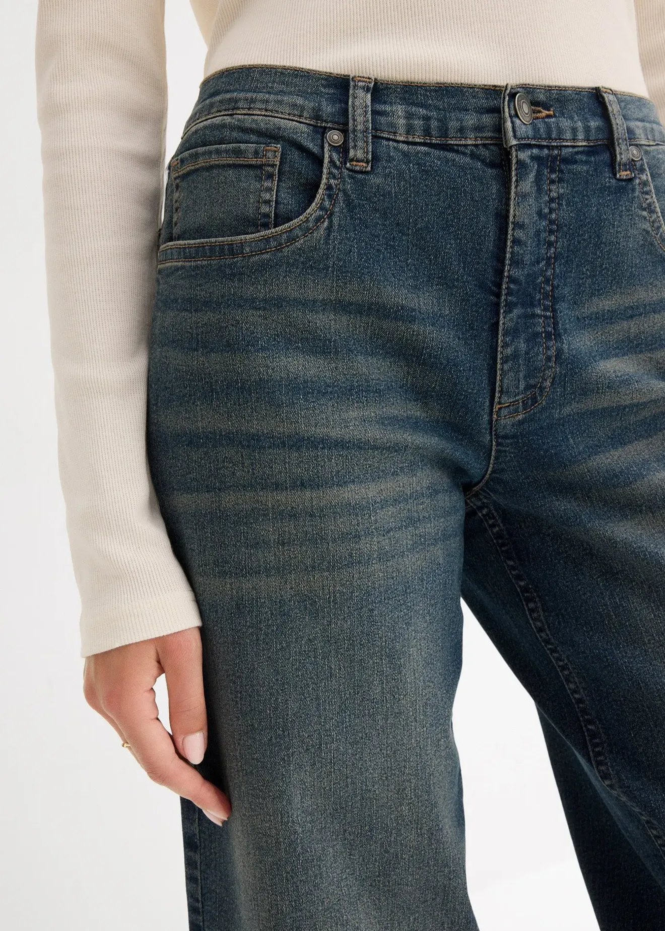 Femme bonprix Jeans|Jean large taille haute