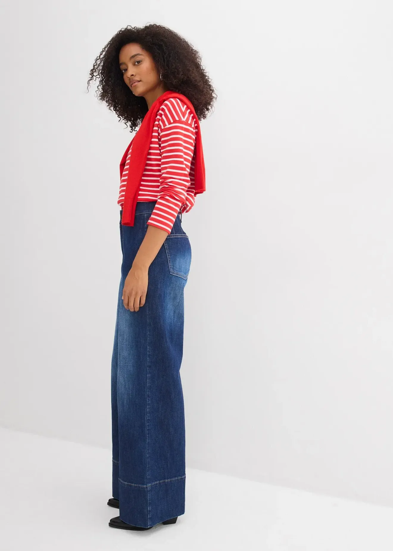 Femme bonprix Tailles Petite|Jean large taille haute