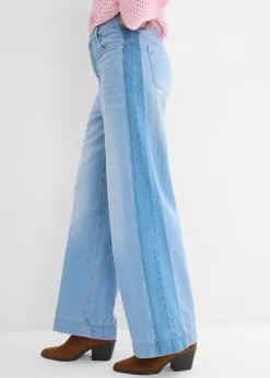 Femme bonprix Jeans|Jean large taille haute, coton