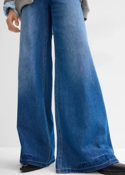 Femme bonprix Tailles Petite|Jean large, taille haute et élastiquée