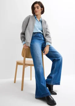 Femme bonprix Tailles Petite|Jean large, taille haute et élastiquée