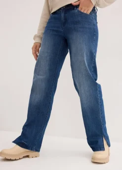 Femme bonprix Jeans|Jean large, taille haute et élastiquée