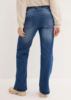 Femme bonprix Jeans|Jean large, taille haute et élastiquée
