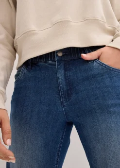 Femme bonprix Jeans|Jean large, taille haute et élastiquée