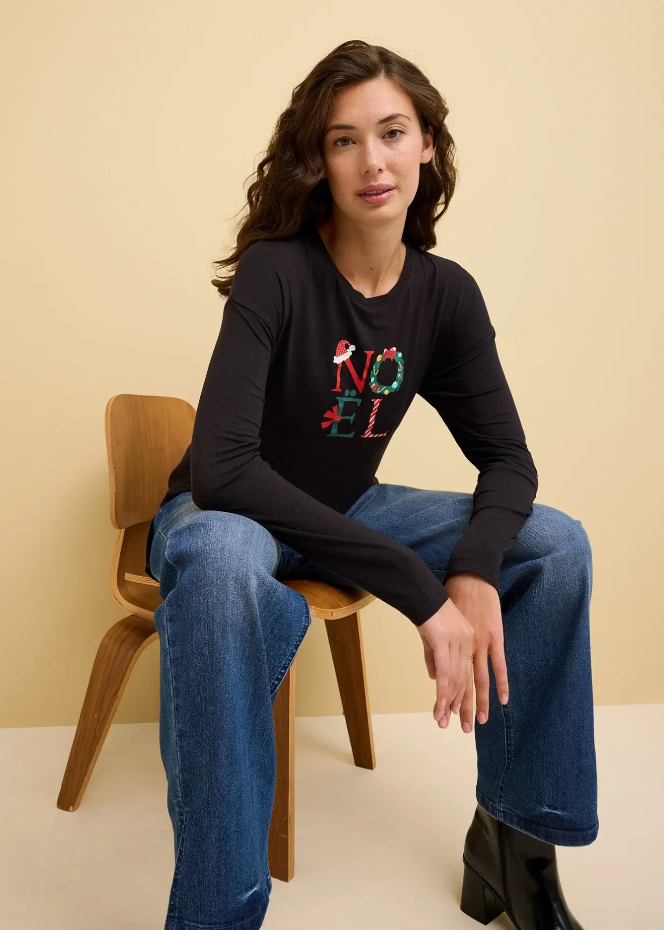 Femme bonprix Jeans|Jean large, taille haute et élastiquée