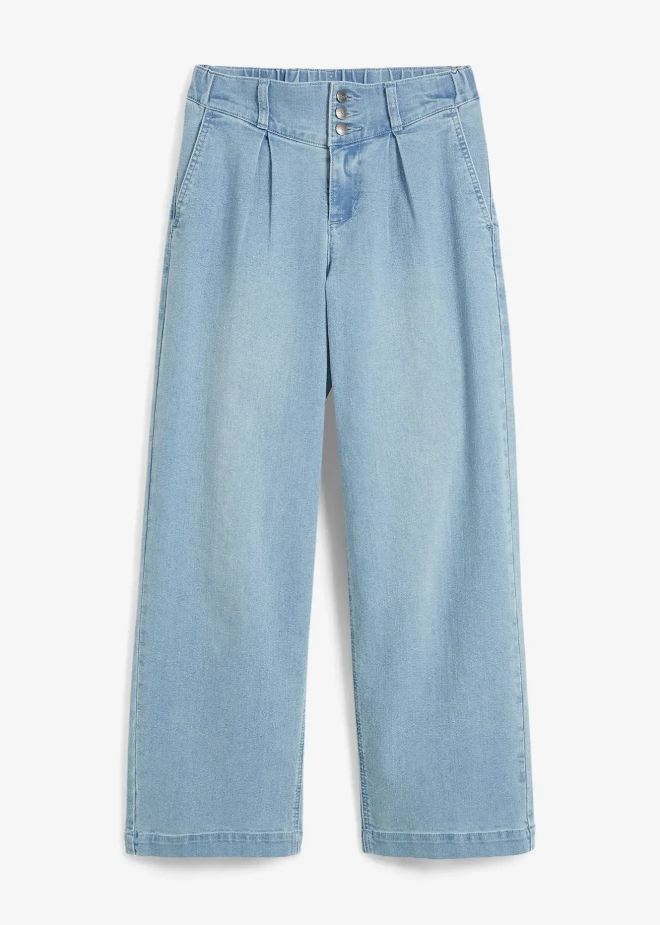 Femme bonprix Jeans|Jean large, taille haute et élastiquée