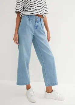 Femme bonprix Jeans|Jean large, taille haute et élastiquée