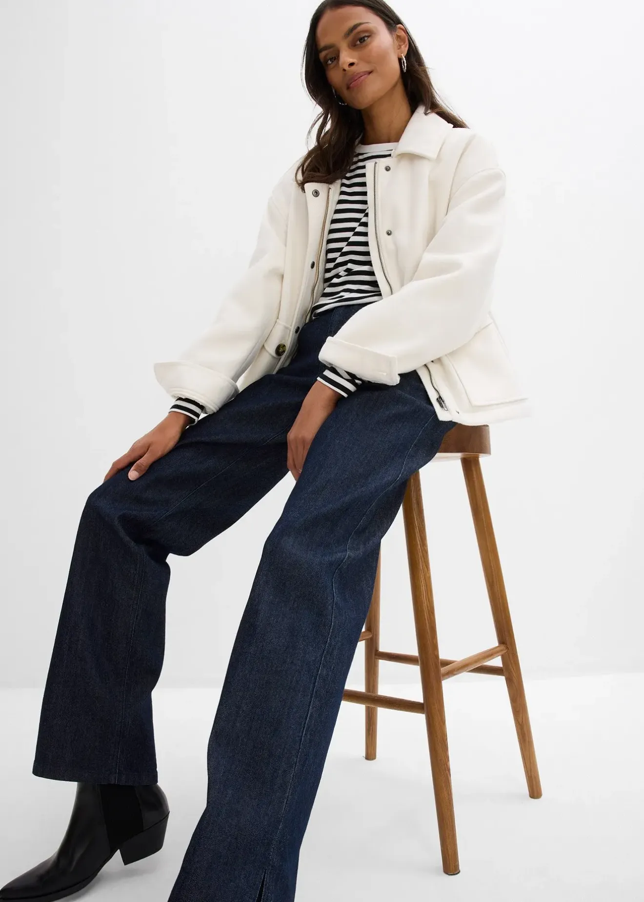 bonprix Jean large, taille haute et élastiquée|Femme Jeans