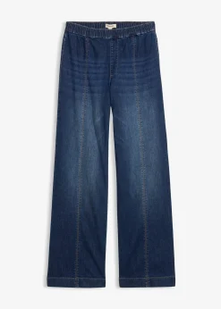 bonprix Jean large taille haute élastiquée, long|Femme Jeans|Tailles Petite
