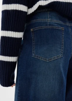 bonprix Jean large taille haute élastiquée, long|Femme Jeans|Tailles Petite