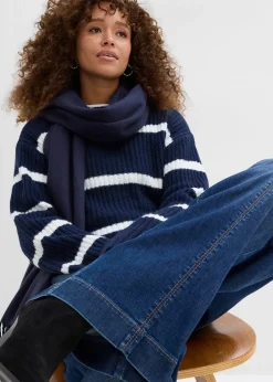 bonprix Jean large taille haute élastiquée, long|Femme Jeans|Tailles Petite