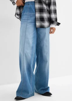 Femme bonprix Jeans|Tailles Petite|Jean large taille haute élastiquée, long