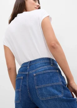 Femme bonprix Jeans|Jean large taille mi-haute avec poches plaquées