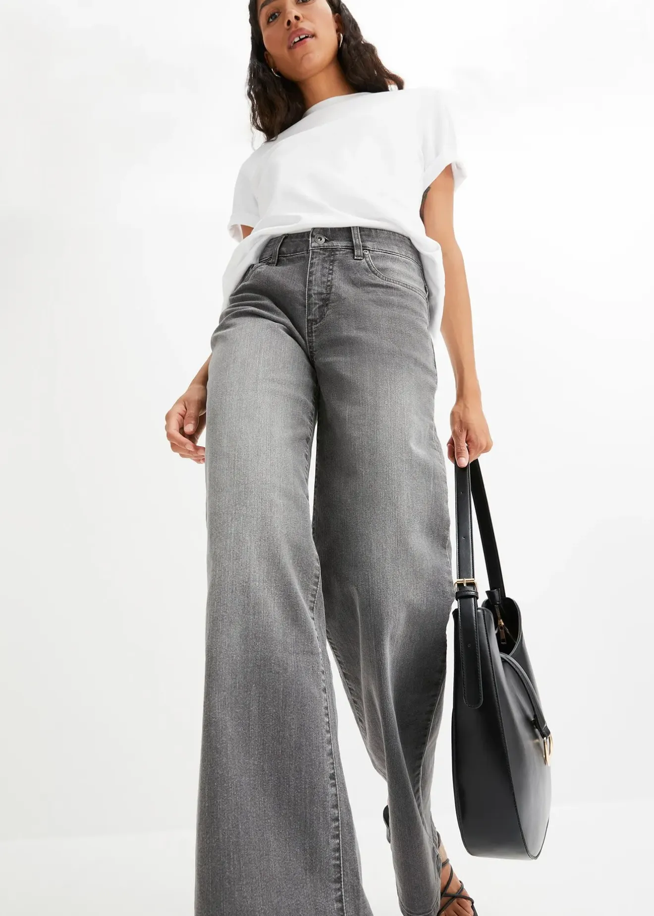 Femme bonprix Tailles Petite|Jean large taille mi-haute, extensible