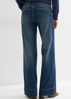 bonprix Jean large taille mi-haute, long|Femme Tailles Petite