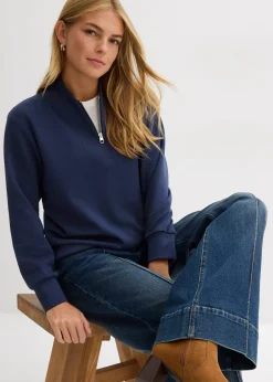 bonprix Jean large taille mi-haute, long|Femme Tailles Petite