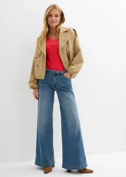 Femme bonprix Tailles Petite|Jeans|Jean large taille mi-haute, long