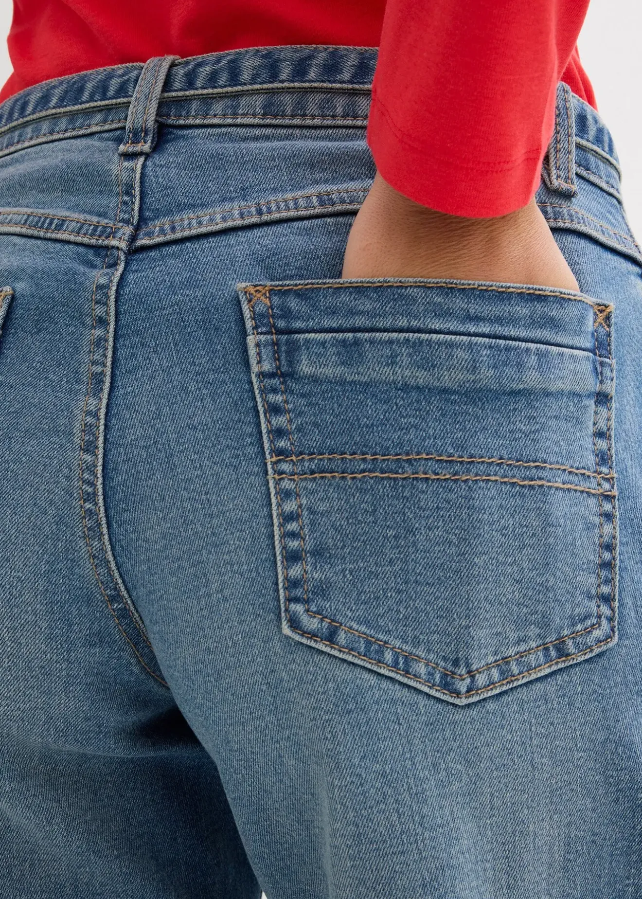 Femme bonprix Tailles Petite|Jeans|Jean large taille mi-haute, long