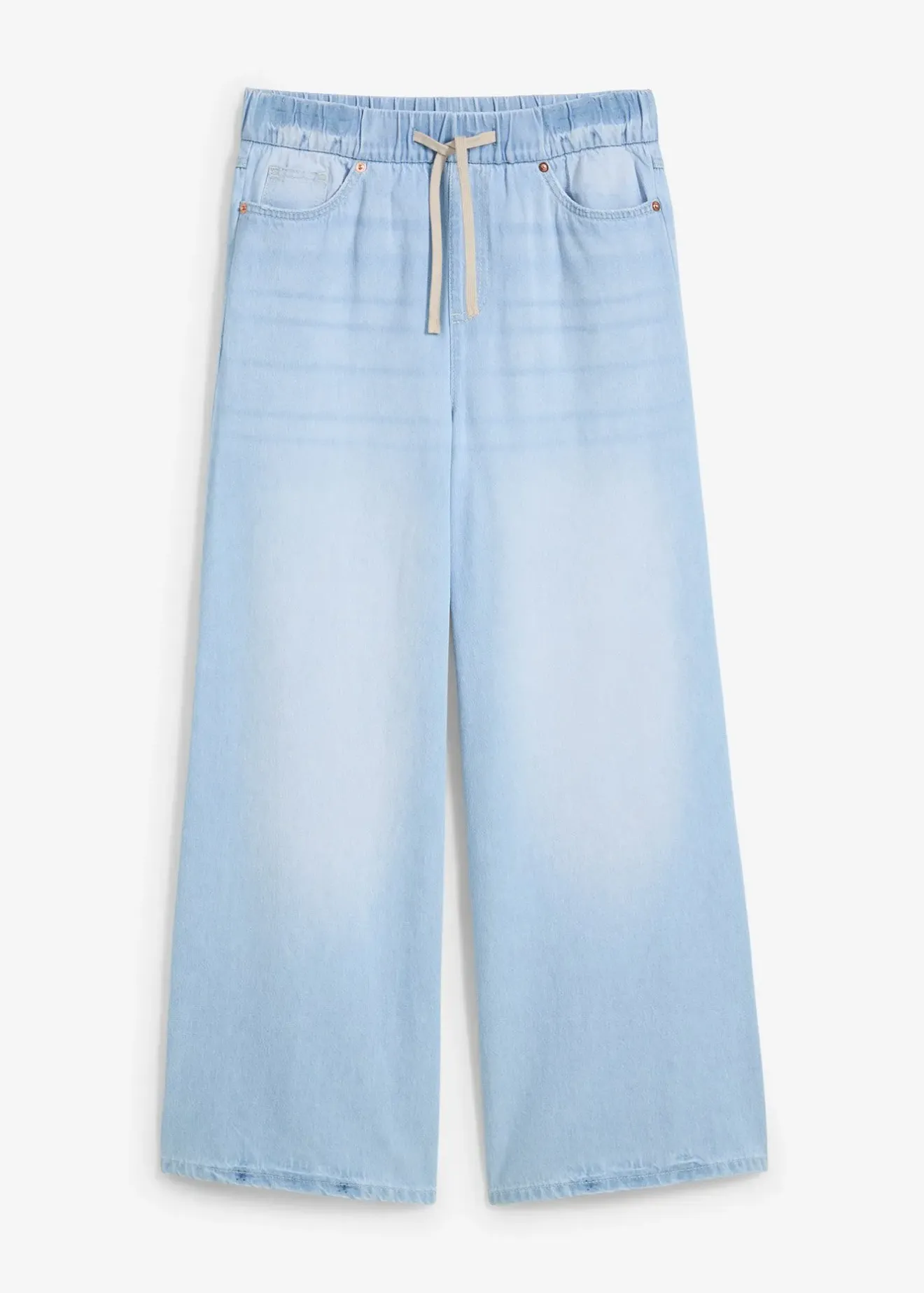 Femme bonprix Jeans|Jean large, taille mi-haute et élastiquée